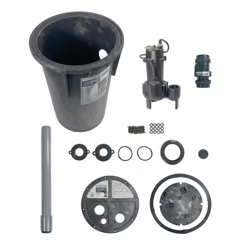 1/2 HP Submersible Pre-Plumbed Sewage Ejector Basin System