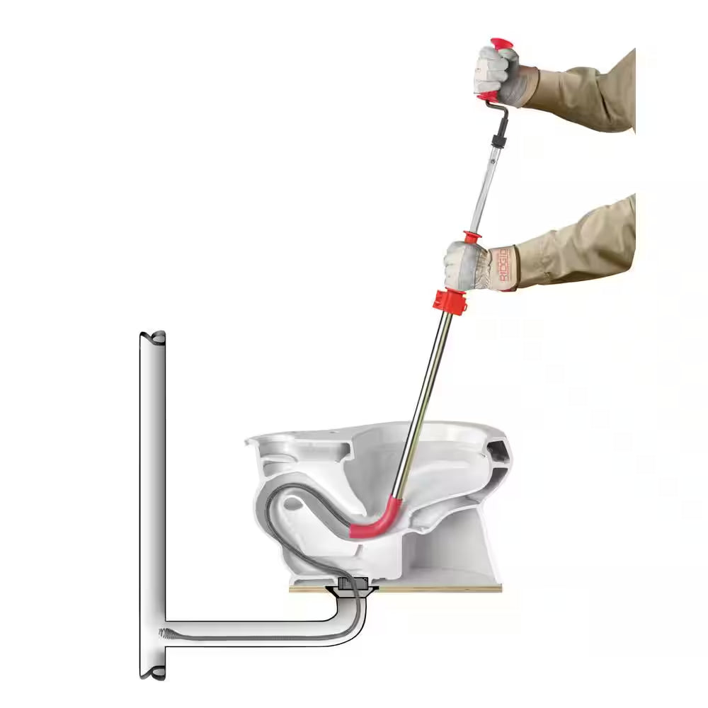 K-6P Hybrid Toilet Snake Auger, 6 Ft. Cable with Integrated Bulb Head and Convenient Storage Bag Bundle