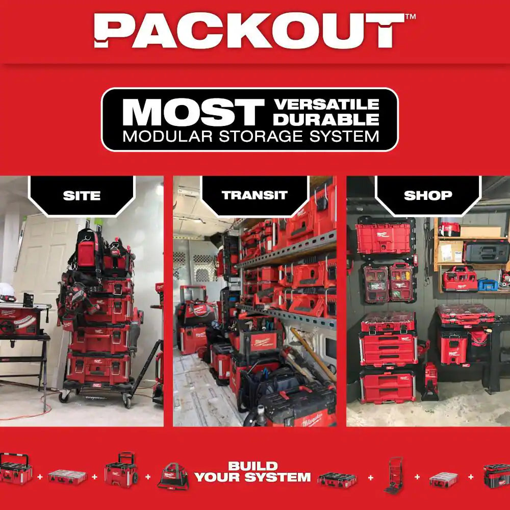 PACKOUT 20 In. 2-Wheel Utility Cart with Large Tool Box and Crate (3-Piece)
