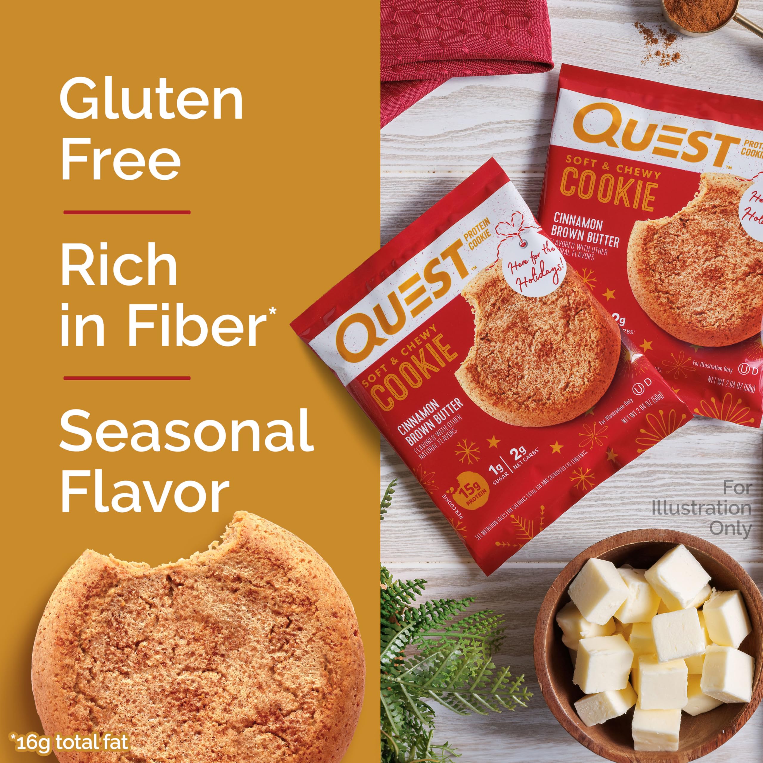 Quest Nutrition Chocolate Chip Protein Cookie, 15g Protein, 1g Sugar, 2g Net Carbs, Keto Friendly, High Protein, Low Carb; 12 Count