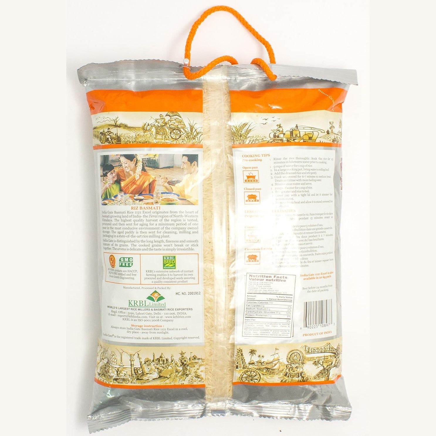 India Gate - White Basmati XL Rice - Excel, 10 Pound