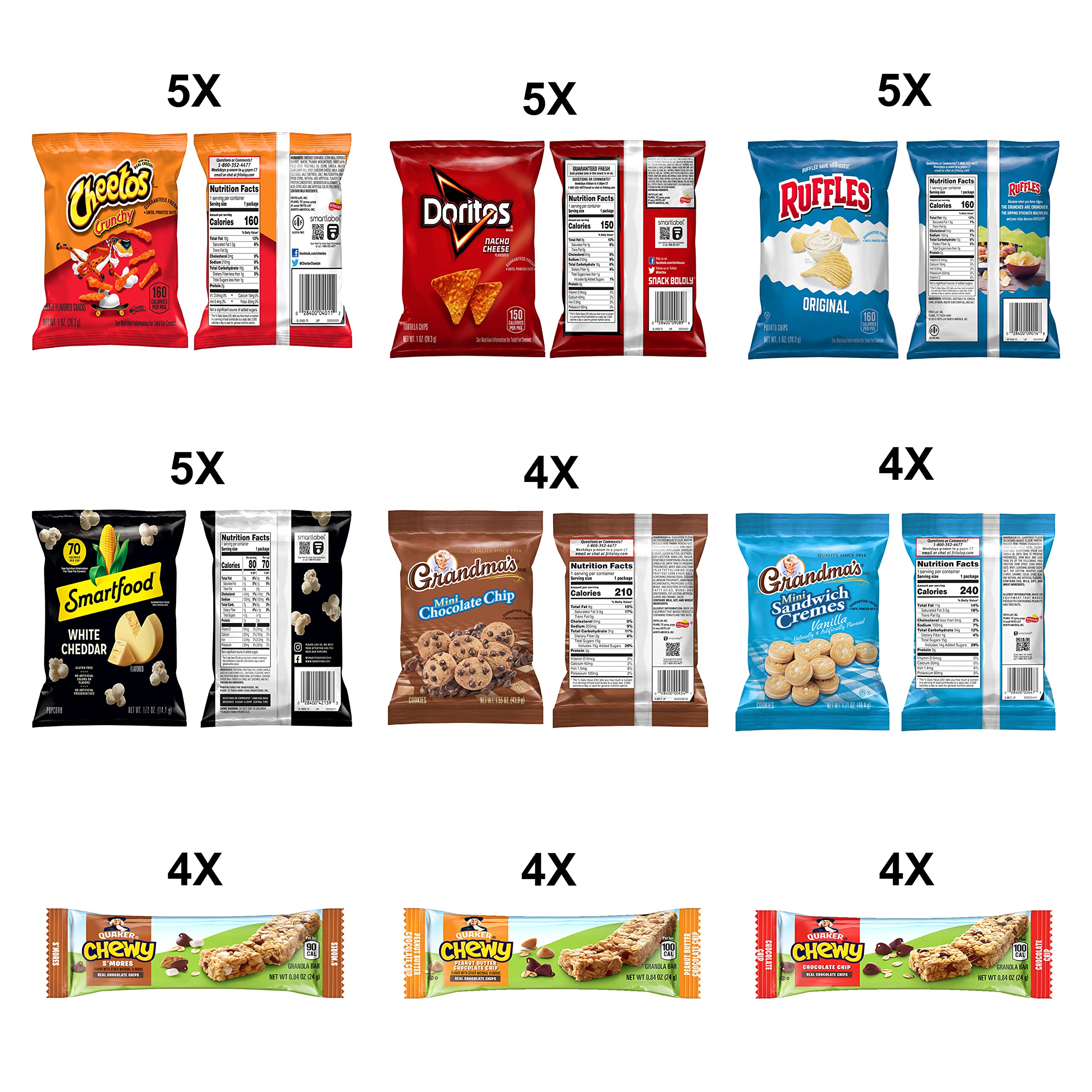 Frito-Lay Ultimate Classic Snacks Package, Variety Assortment of Chips, Cookies, Crackers, & Nuts, (Pack of 40) (Packaging May Vary)
