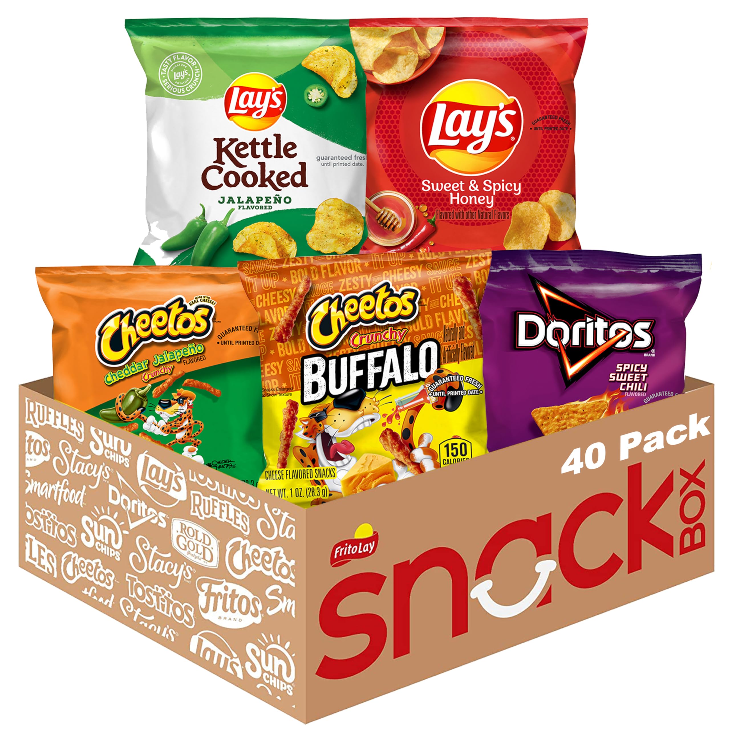 Frito-Lay Ultimate Classic Snacks Package, Variety Assortment of Chips, Cookies, Crackers, & Nuts, (Pack of 40) (Packaging May Vary)
