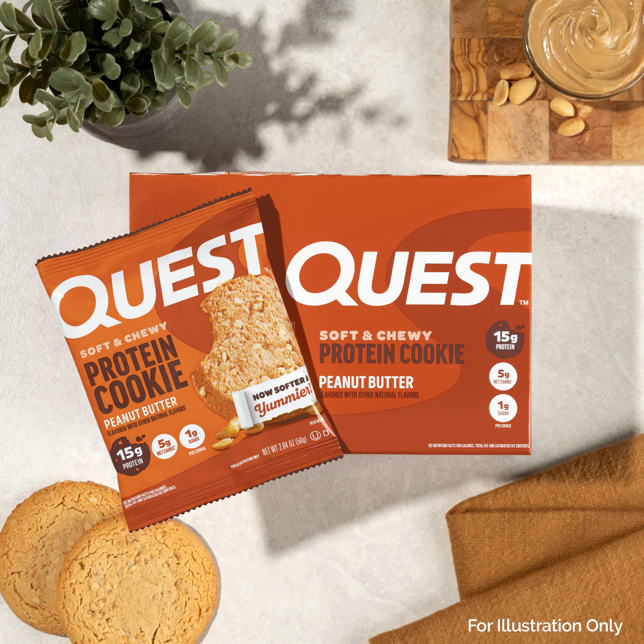 Quest Nutrition Chocolate Chip Protein Cookie, 15g Protein, 1g Sugar, 2g Net Carbs, Keto Friendly, High Protein, Low Carb; 12 Count