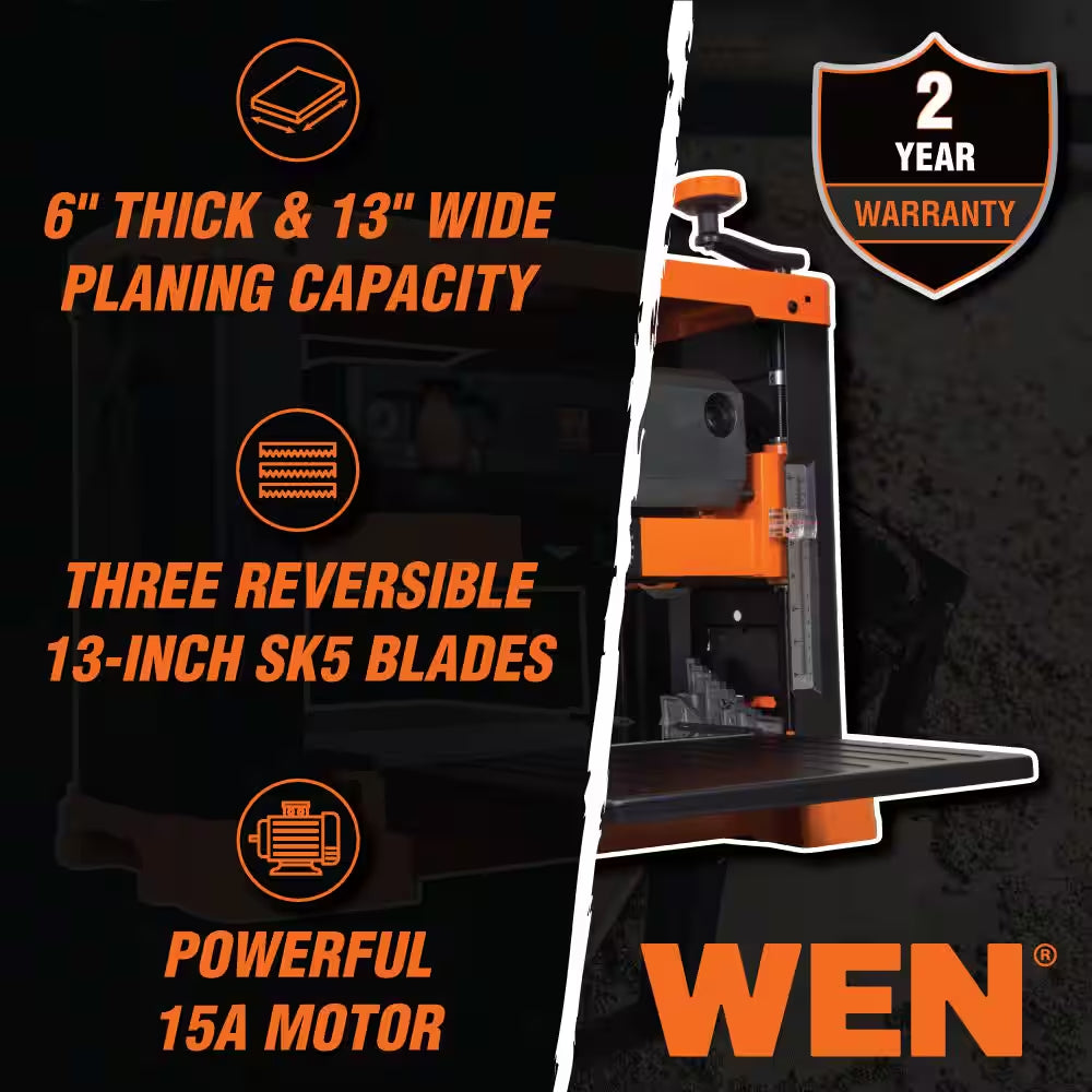 13 In. 15 Amp 3-Blade Benchtop Thickness Planer