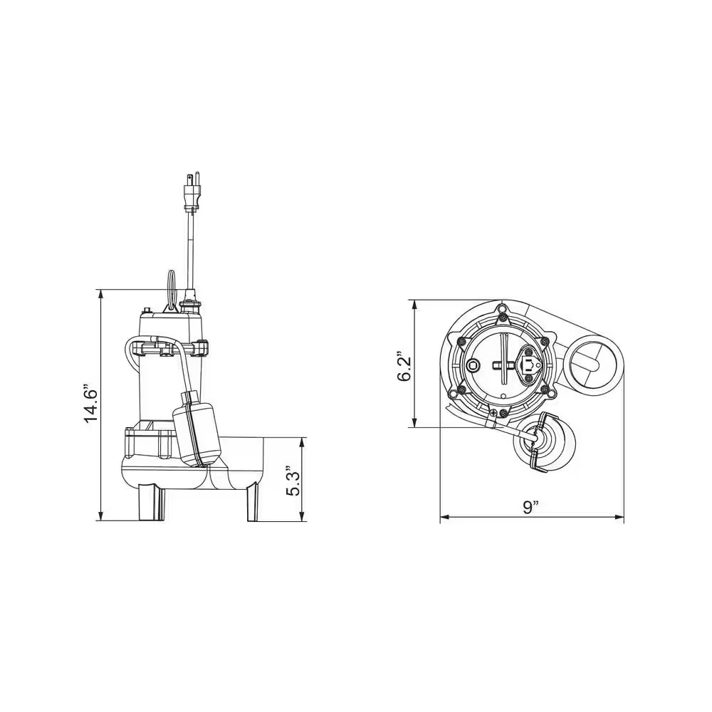 1/2 HP Submersible Pre-Plumbed Sewage Ejector Basin System