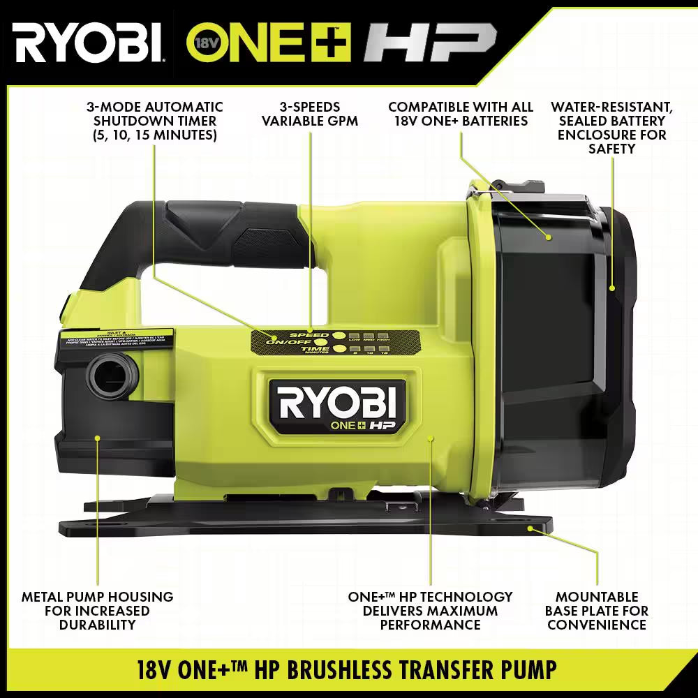 ONE+ HP 18V Brushless 1/4 Hp Cordless Battery Powered Transfer Pump (Tool-Only)