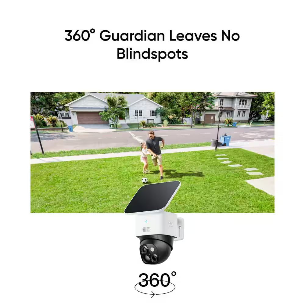 S340 Solocam Wireless Outdoor Solar Pan and Tilt Security Camera with 360-Degree Surveillance and No Monthly Fee