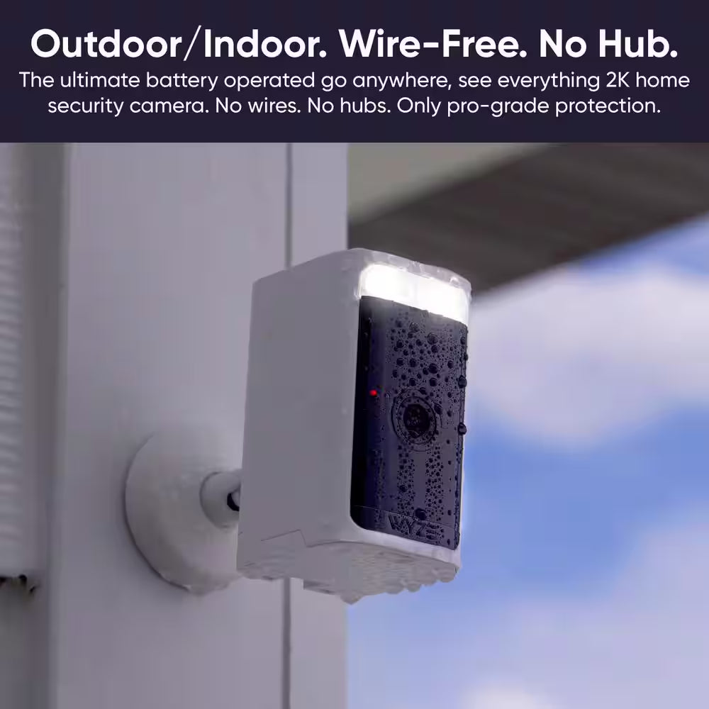 Battery Cam Pro 2-Pack, Wireless Indoor/Outdoor Home Security Camera, 2K HD Color Night Vision and Built-In Spotlight