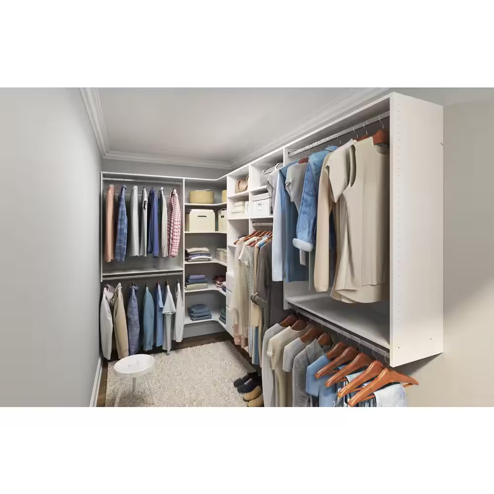 Deluxe 60 In. W - 96 In. W White Wood Closet System