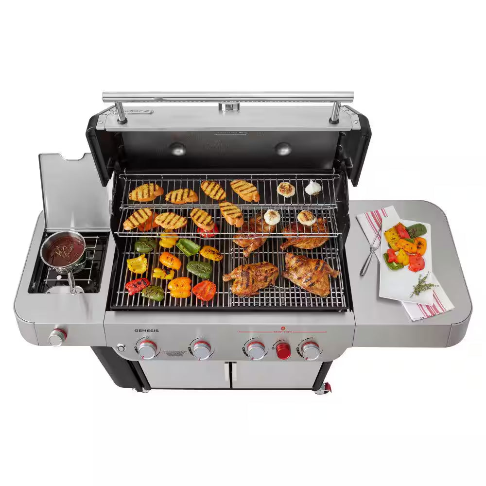Genesis E-435 4-Burner Natural Gas Grill in Black with Side Burner