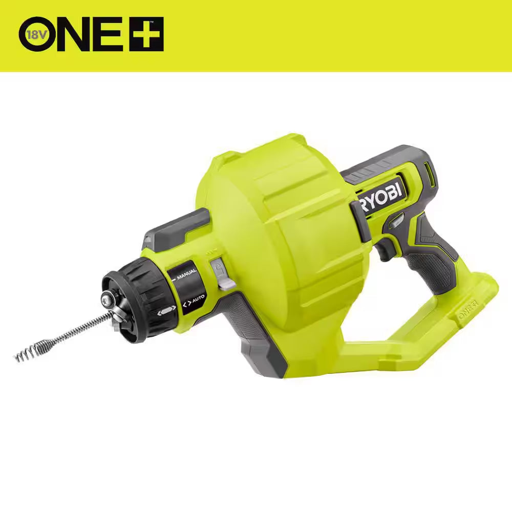 ONE+ 18V Cordless Drain Auger with 35 Ft Cable, LED Light, Auto Feed/Retract, Cable Lock, Enclosed Drum (Tool Only)