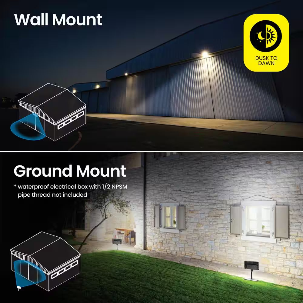 4000/6000/8000 Lumen Select Integrated LED Selectable 5CCT Bronze Dusk to Dawn Commercial Ground/Wall Flood Light