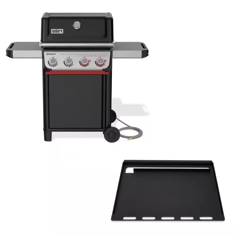 Spirit E-425 4-Burner Natural Gas Grill in Black with Sear Zone with Rust-Resistant Griddle Insert