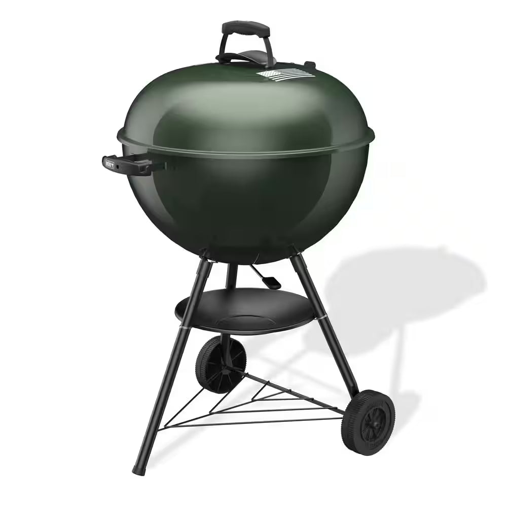 Original Kettle 22 In. Charcoal Grill American Flag in Green with One-Touch Cleaning System