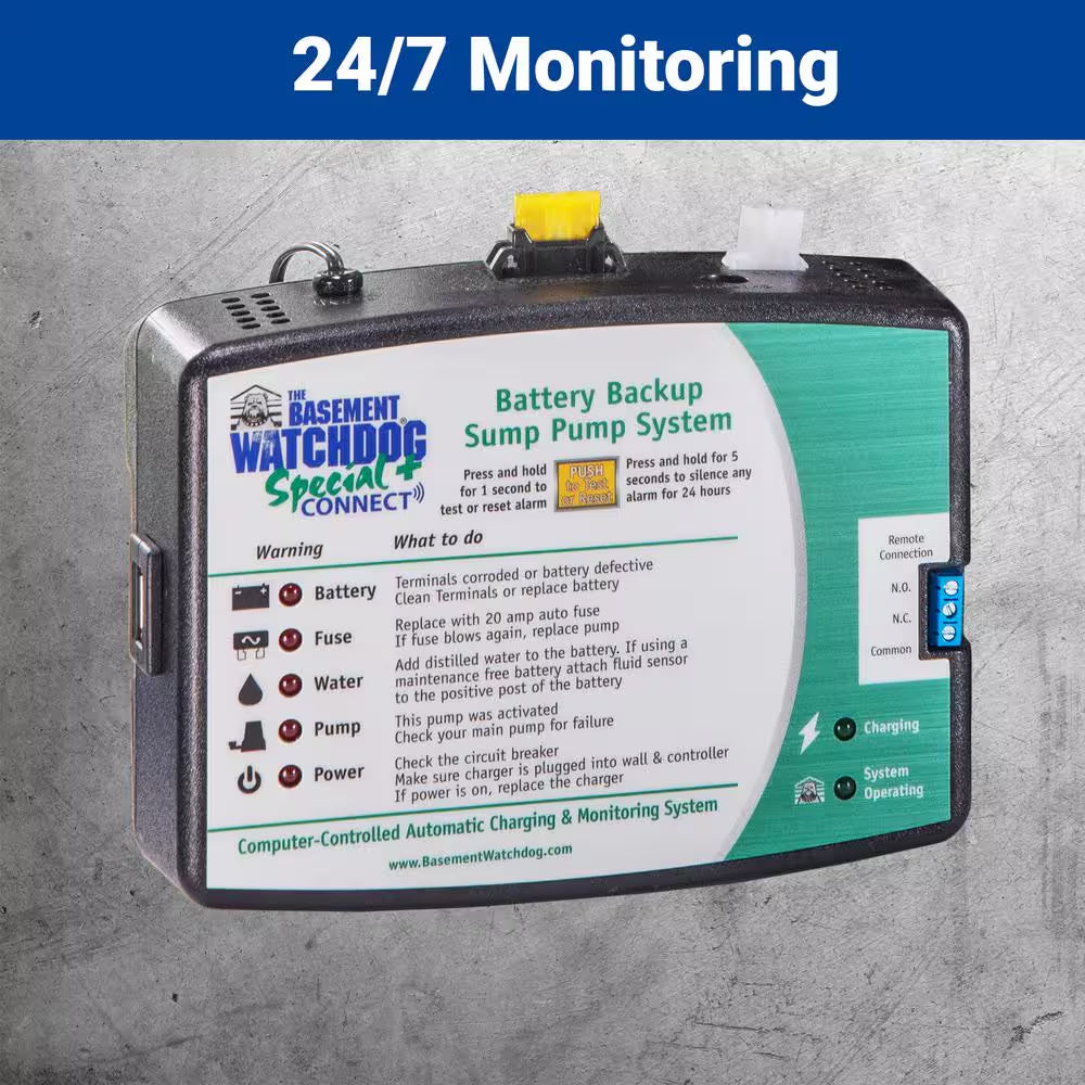 Big Combo Connect 1/2 HP Primary and Battery Backup Sump Pump System with Smart Wi-Fi Capable Monitoring Controller
