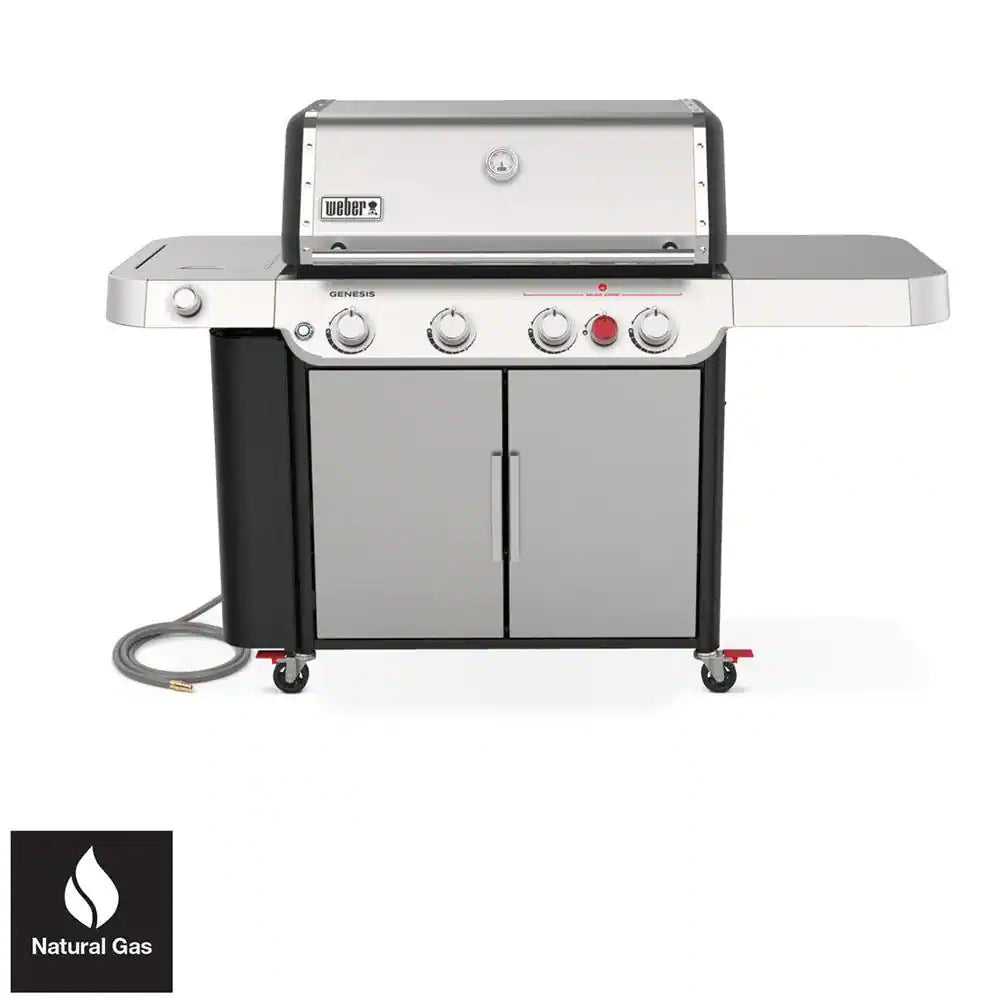 Genesis E-435 4-Burner Natural Gas Grill in Black with Side Burner