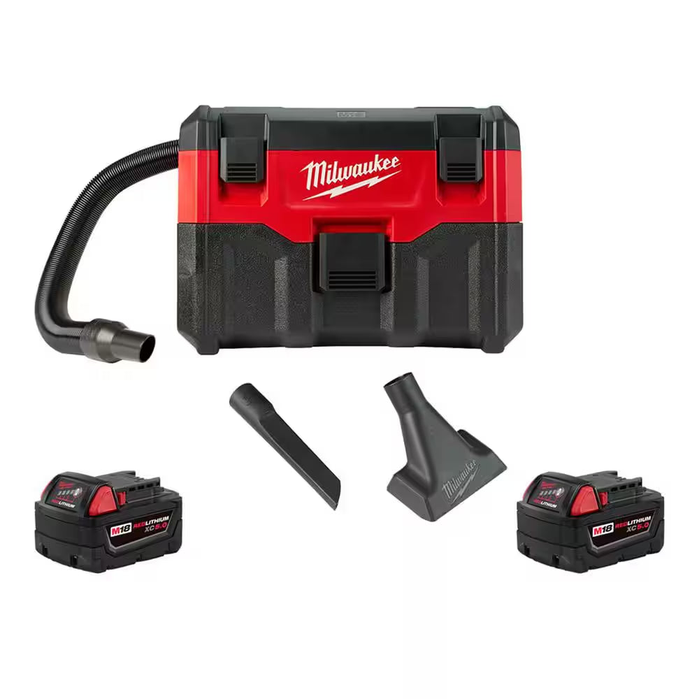 M18 18-Volt 2 Gal. Lithium-Ion Cordless Wet/Dry Vacuum with (2) M18 5.0 Ah Battery