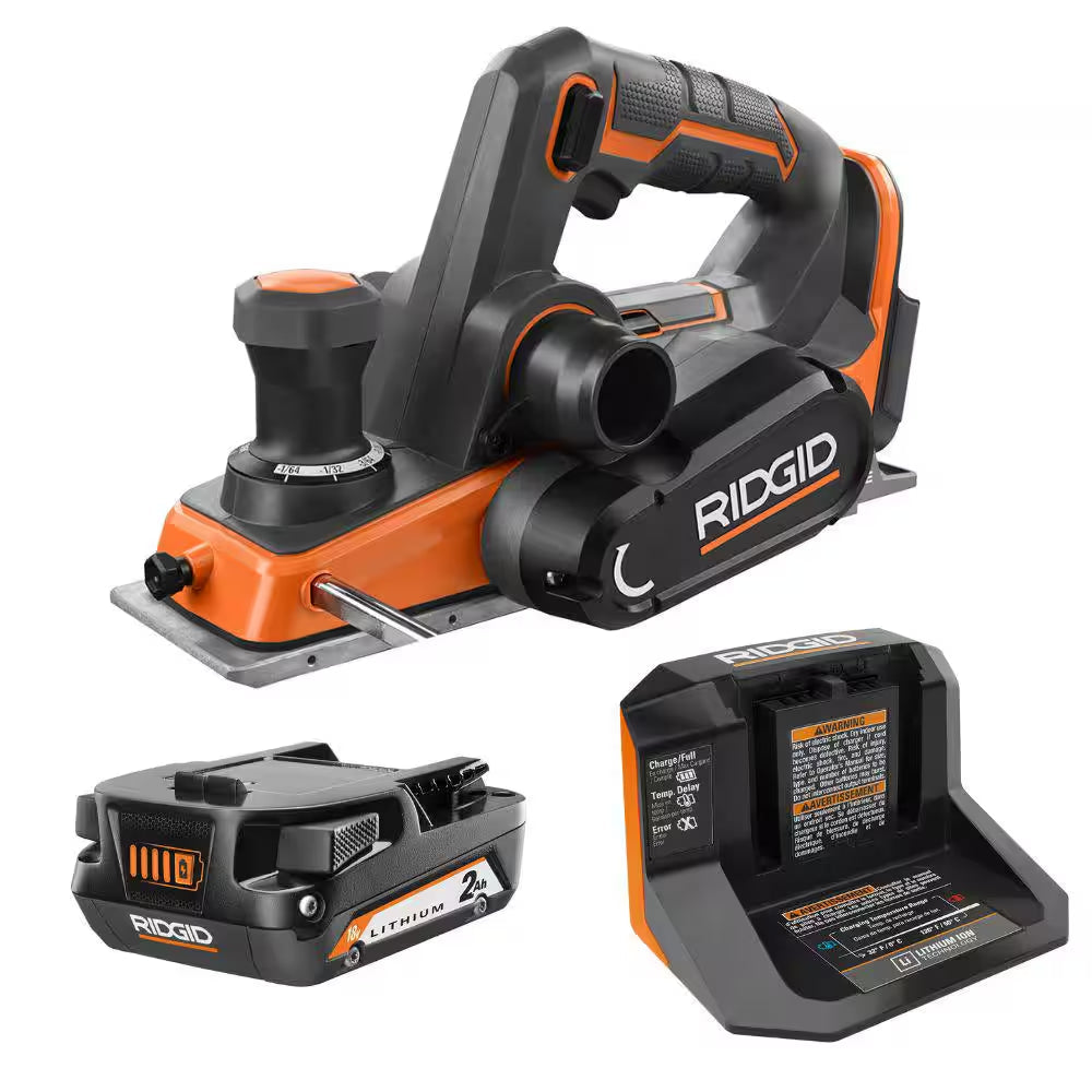 18V Brushless Cordless 3-1/4 In. Planer Kit with Dust Bag, Dust Port, Edge Guide, 2.0 Ah Battery, and Charger