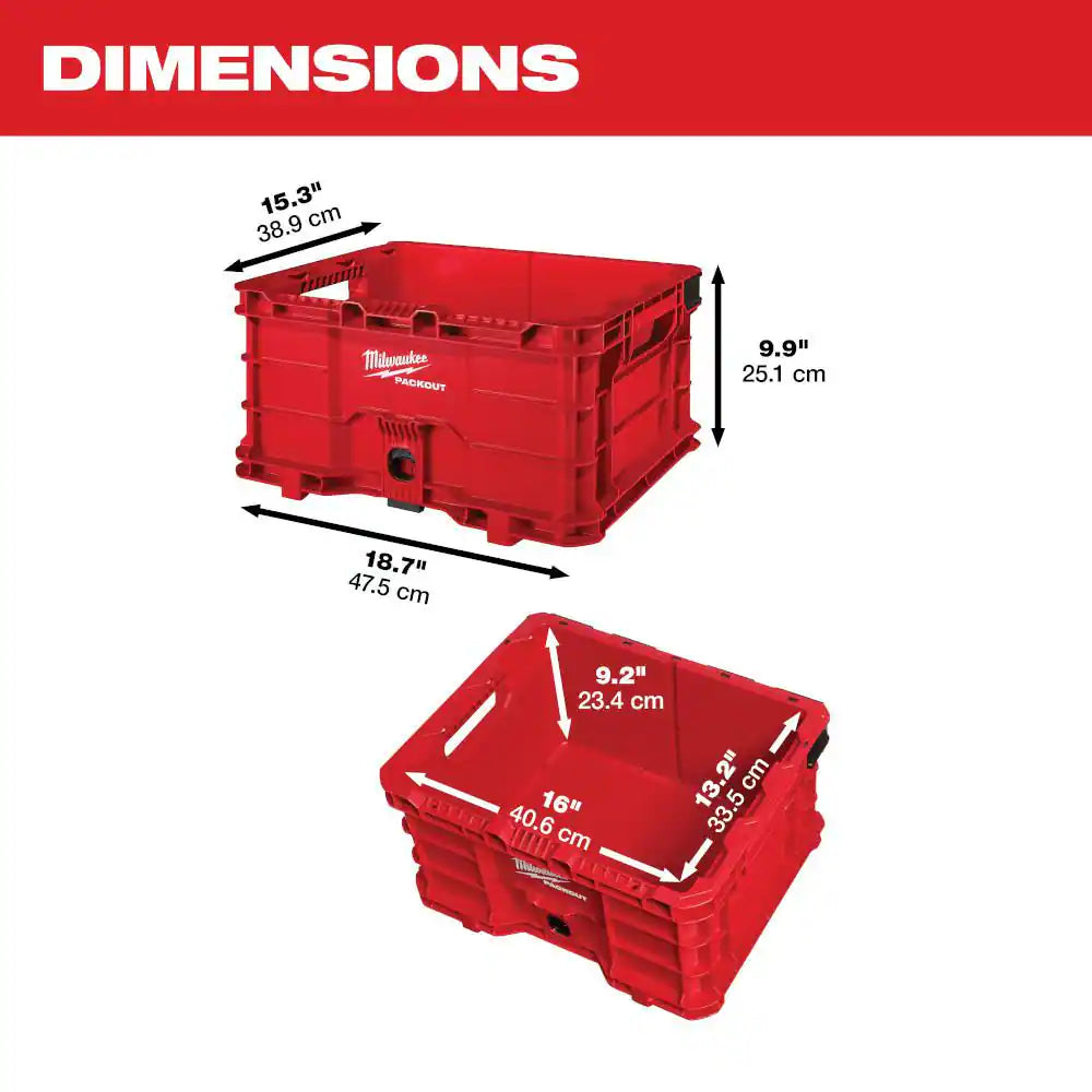 PACKOUT 20 In. 2-Wheel Utility Cart with Large Tool Box and Crate (3-Piece)