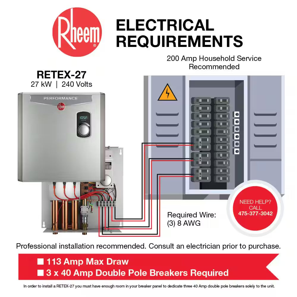 Performance 27 Kw 5.27 GPM 240-Volt Self-Modulating Electric Tankless Water Heater