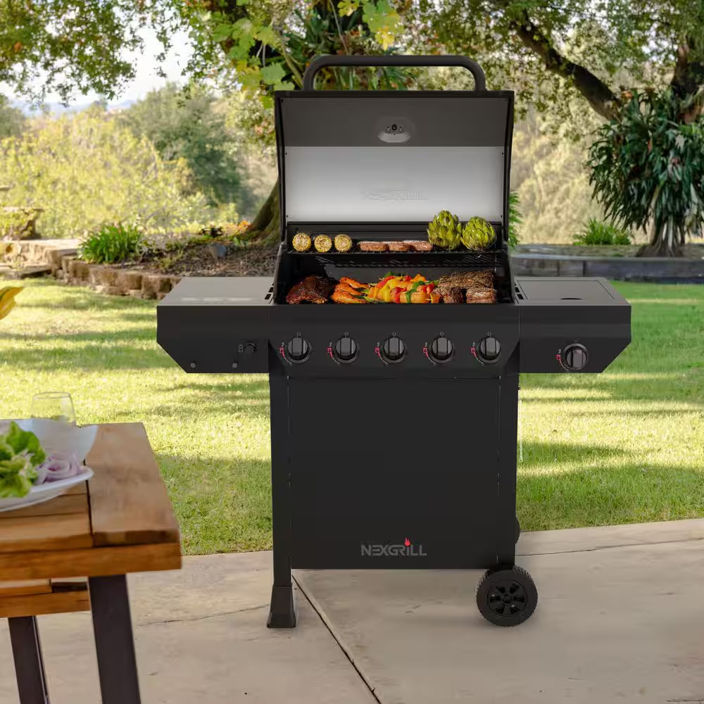 5-Burner Liquid Propane Gas Grill in Graphite Black with Side Burner