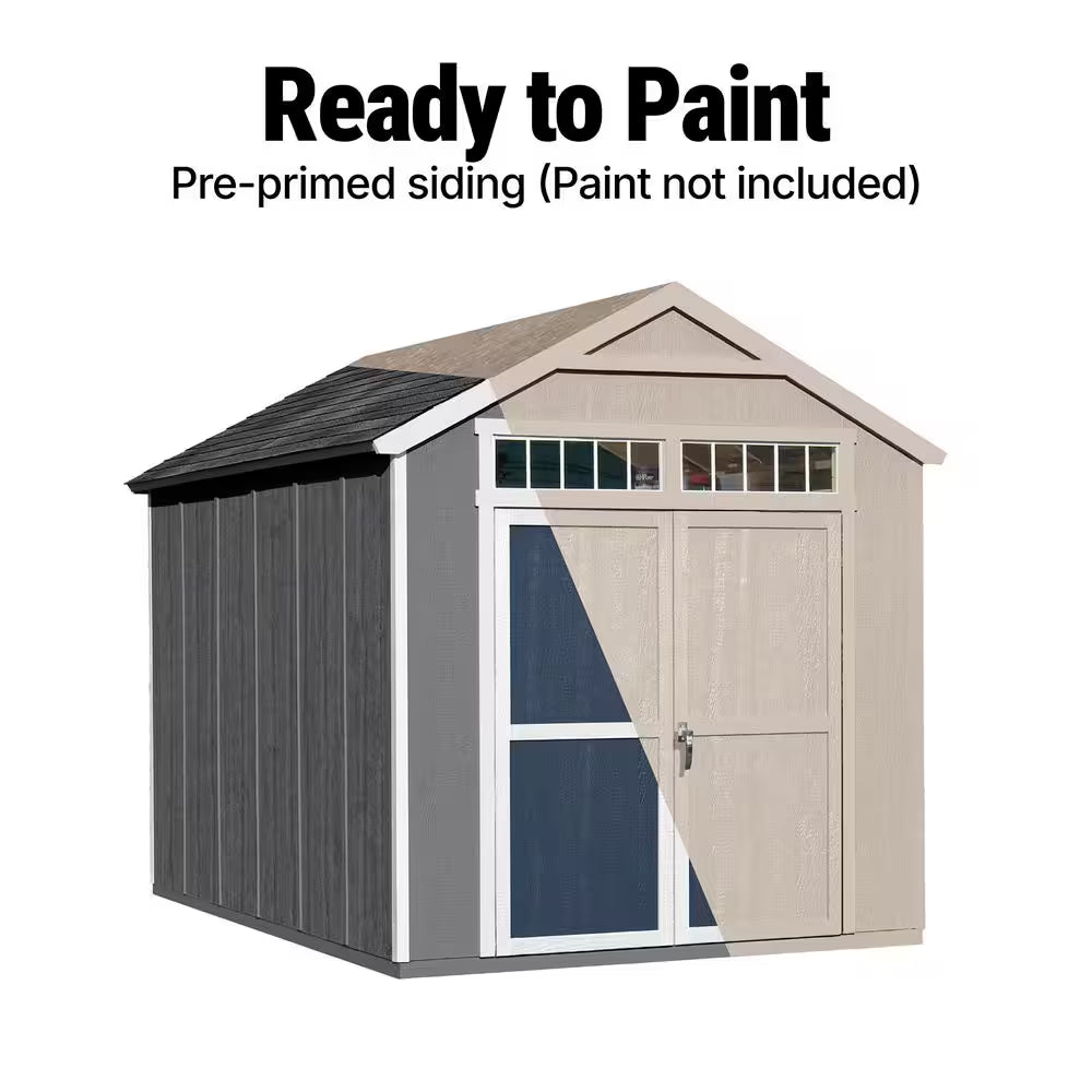 Assembly Included Majestic Deluxe 8 Ft. X 12 Ft. Wood Shed W/ Floor-Outdoor Storage W/ Gray Shingles (96 Sq. Ft.)