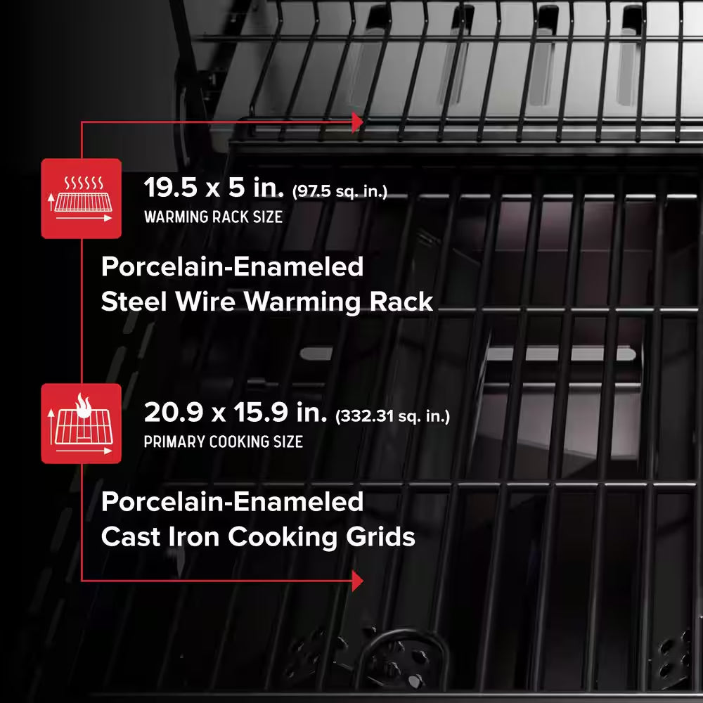3 Burner Liquid Propane Gas Grill in Black