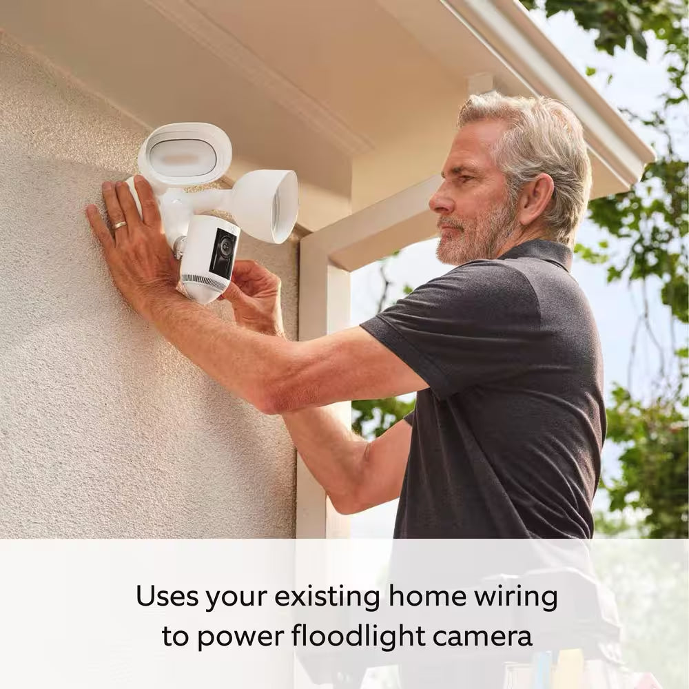 Floodlight Cam Pro Wired Security Camera with 2K Video,  Vision, 2 LED Lights, and 3D Motion Detection - Black