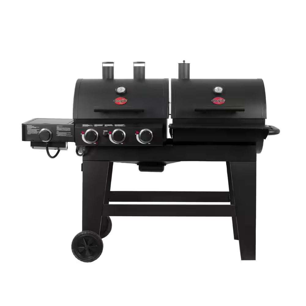 Double Play 1,260 Sq., In. 3-Burner Gas and Charcoal Grill in Black