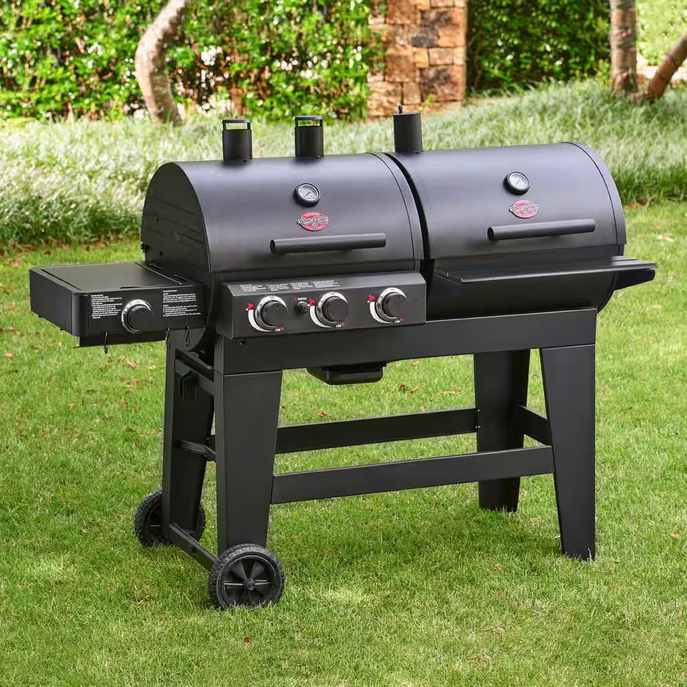 Double Play 1,260 Sq., In. 3-Burner Gas and Charcoal Grill in Black