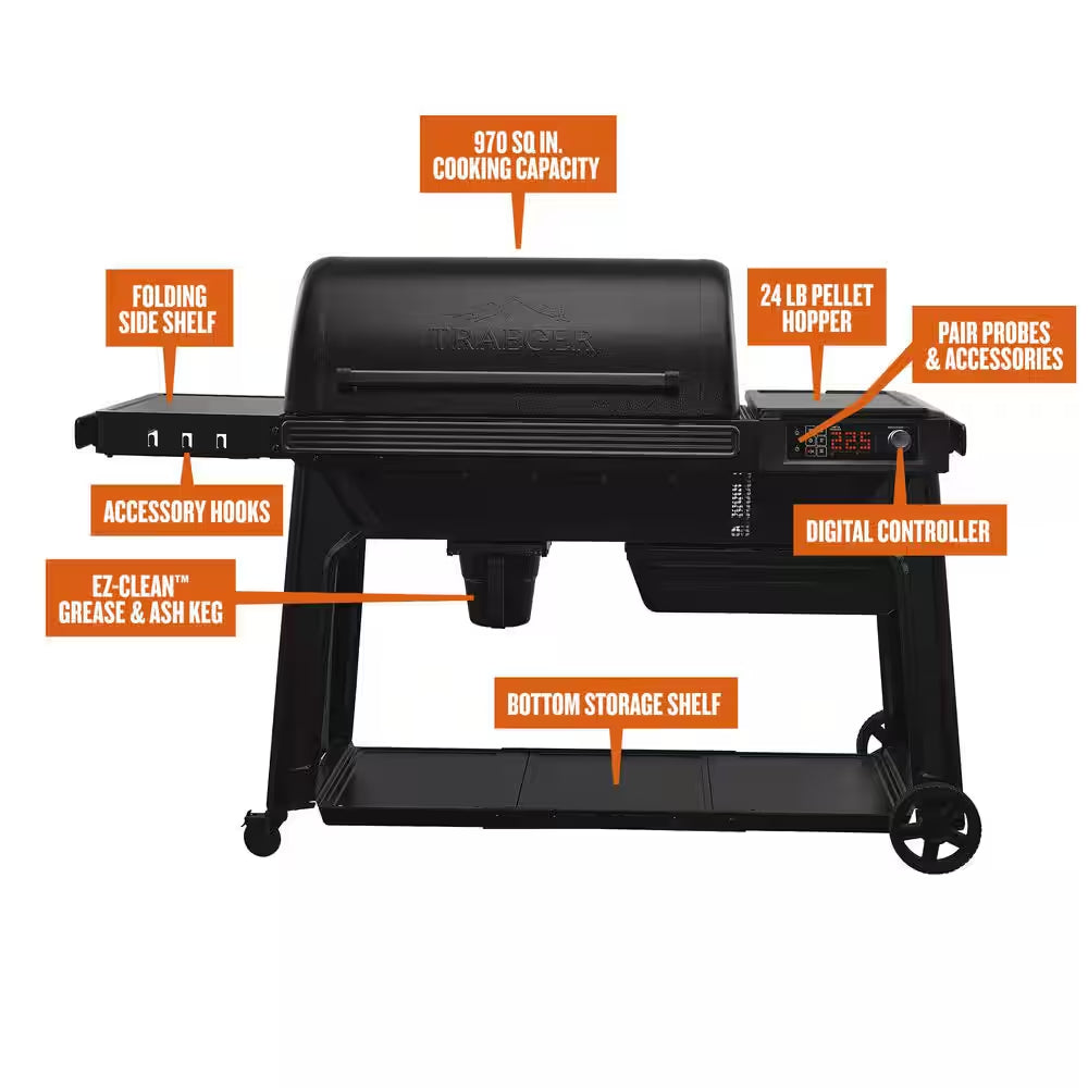 Woodridge Pro Wi-Fi Pellet Grill and Smoker in Black