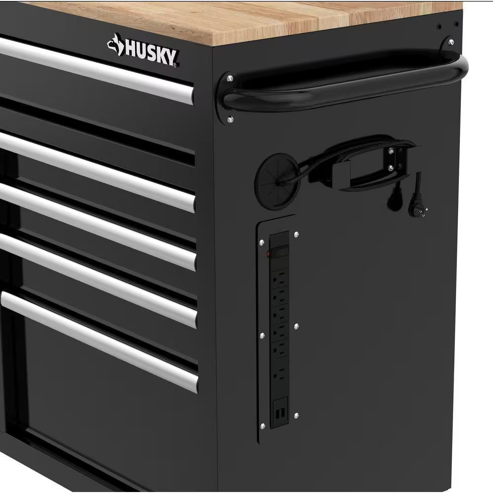 Tool Storage 46 In. W X 18 In. D 9-Drawer Mobile Workbench Cabinet in Gloss Black