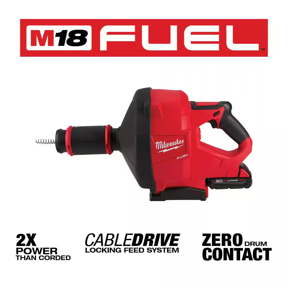 M18 FUEL 18-Volt Lithium-Ion Cordless Drain Cleaning Snake Auger with 5/16 in Cable and Trap Snake 25 Ft. Auger (2-Tool)