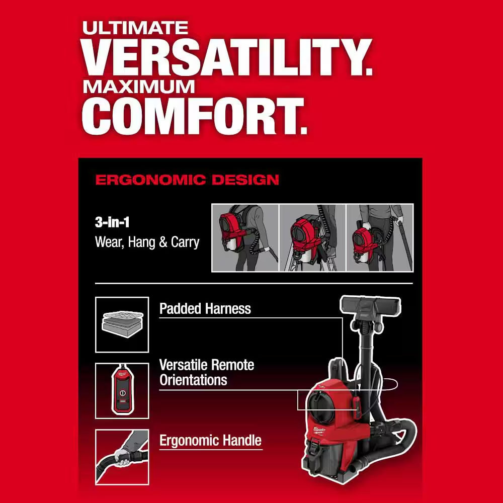 M18 FUEL 18 Volt Lithium Ion Brushless 3-In-1 Backpack Vacuum with M18 5. 0Ah XC Extended Capacity Battery