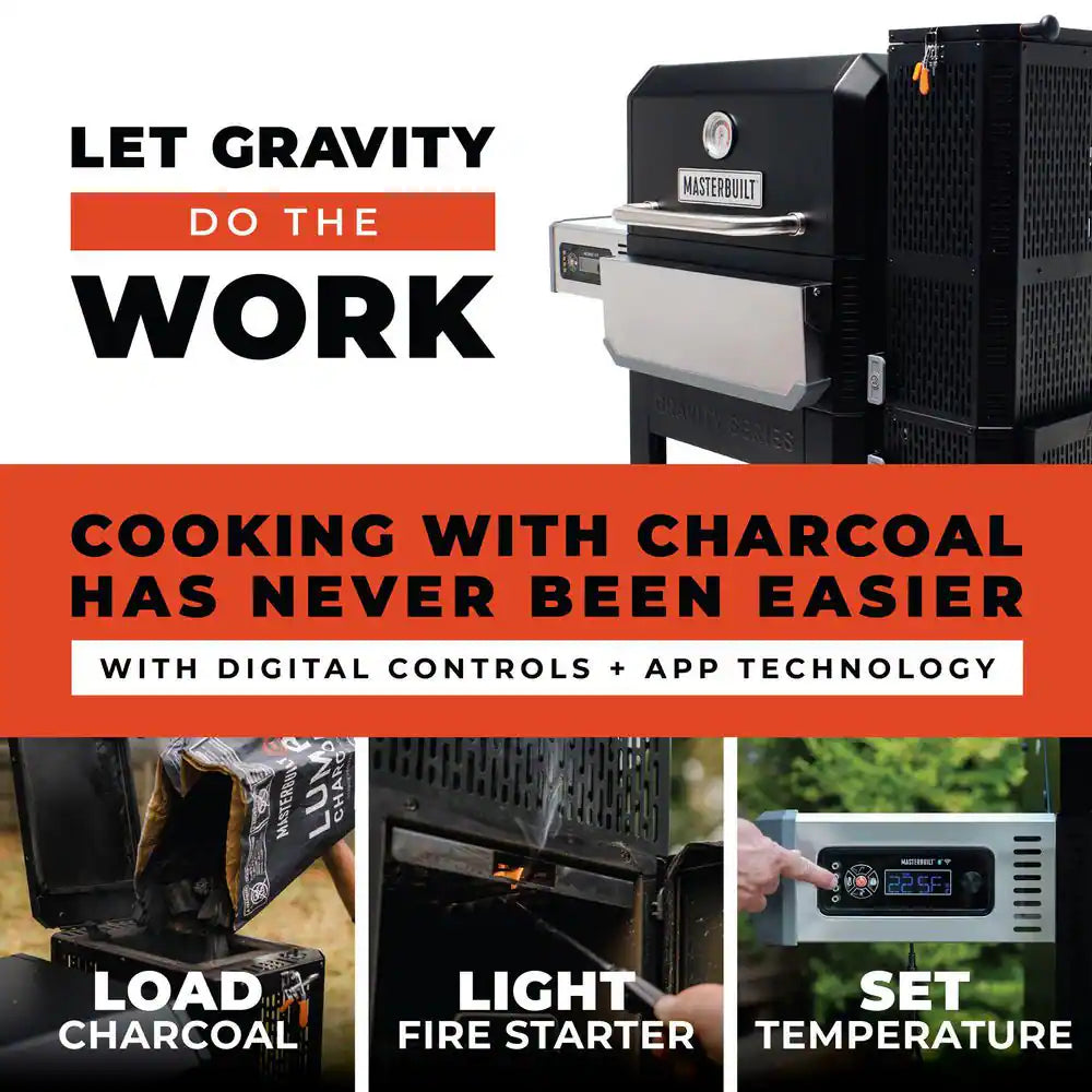 Gravity Series 800 Digital Wifi Charcoal Grill, Griddle and Smoker in Black