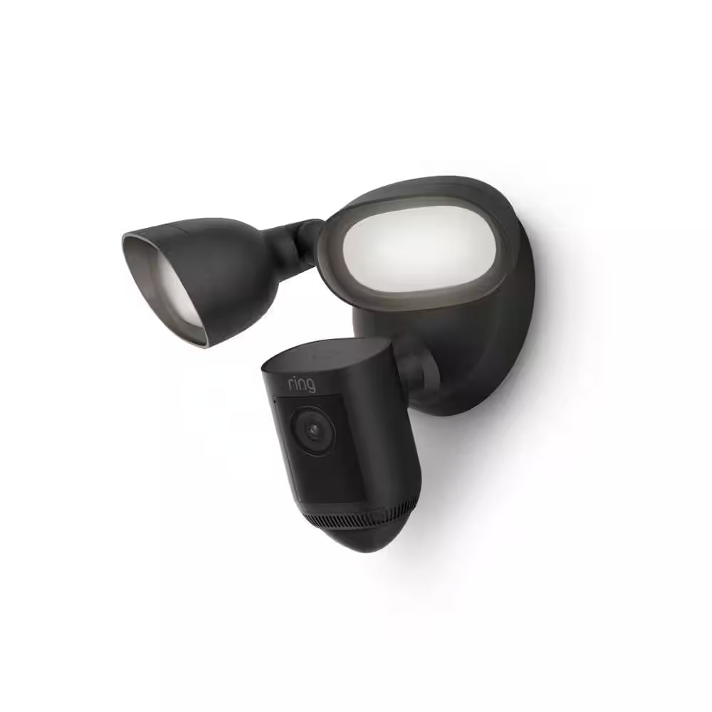 Floodlight Cam Pro Wired Security Camera with 2K Video,  Vision, 2 LED Lights, and 3D Motion Detection - Black