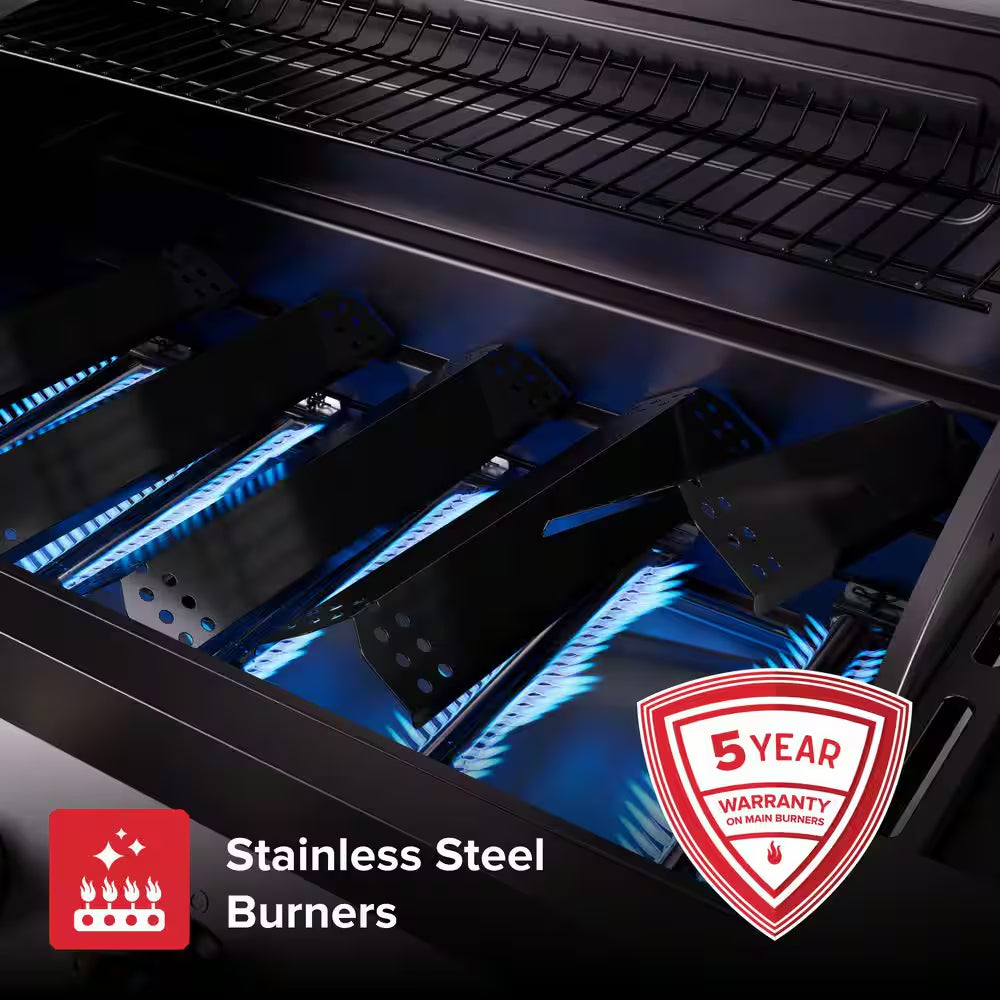 5-Burner Liquid Propane Gas Grill in Graphite Black with Side Burner