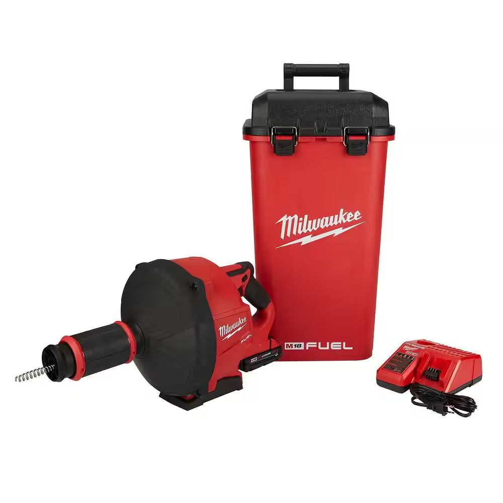 M18 FUEL 18V Lithium-Ion Brushless Cordless Drain Snake Auger with 5/16 In. Cable Drive Kit W/ 5.0Ah Battery