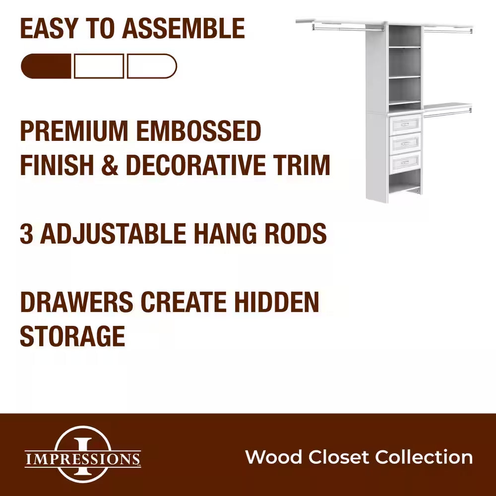Impressions Basic plus 60 In. W - 120 In. W White Wood Closet System