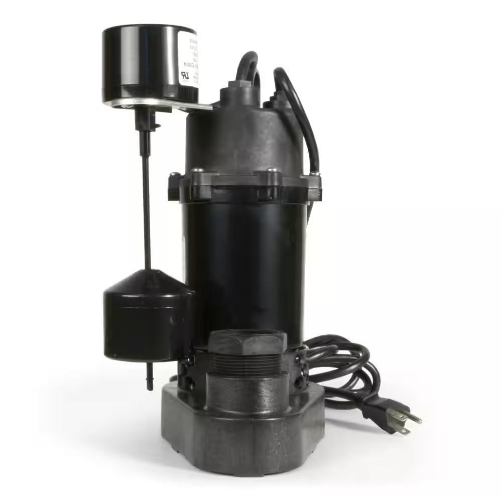 1/2 HP Aluminum Submersible Sump Pump Vertical Switch