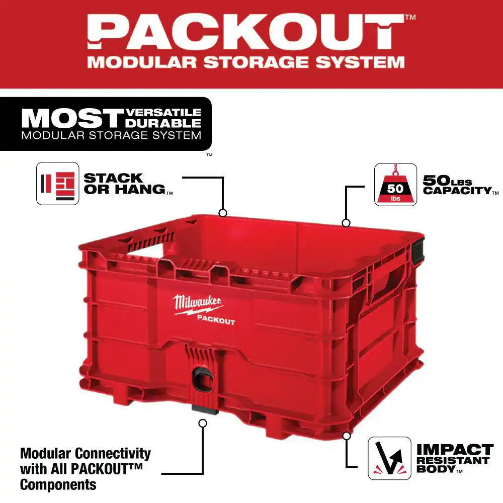 PACKOUT 20 In. 2-Wheel Utility Cart with Large Tool Box and Crate (3-Piece)