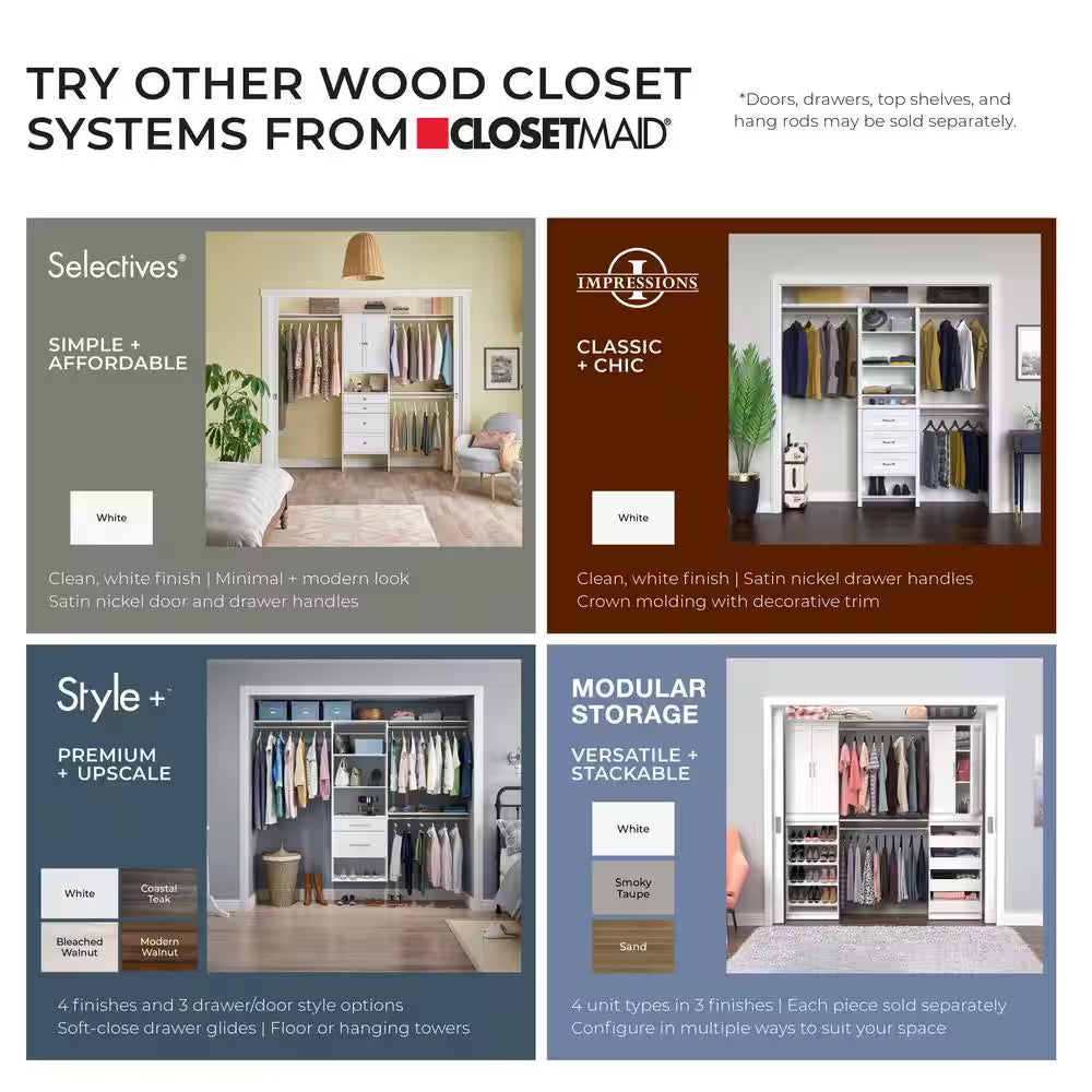 Style+ 25 In. W White Corner Wood Closet Tower