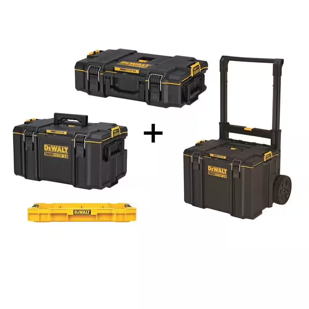 TOUGHSYSTEM 2.0 22 In. Small Tool Box, 22 In. Large Tool Box, 24 In. Mobile Tool Box, and Shallow Tool Tray