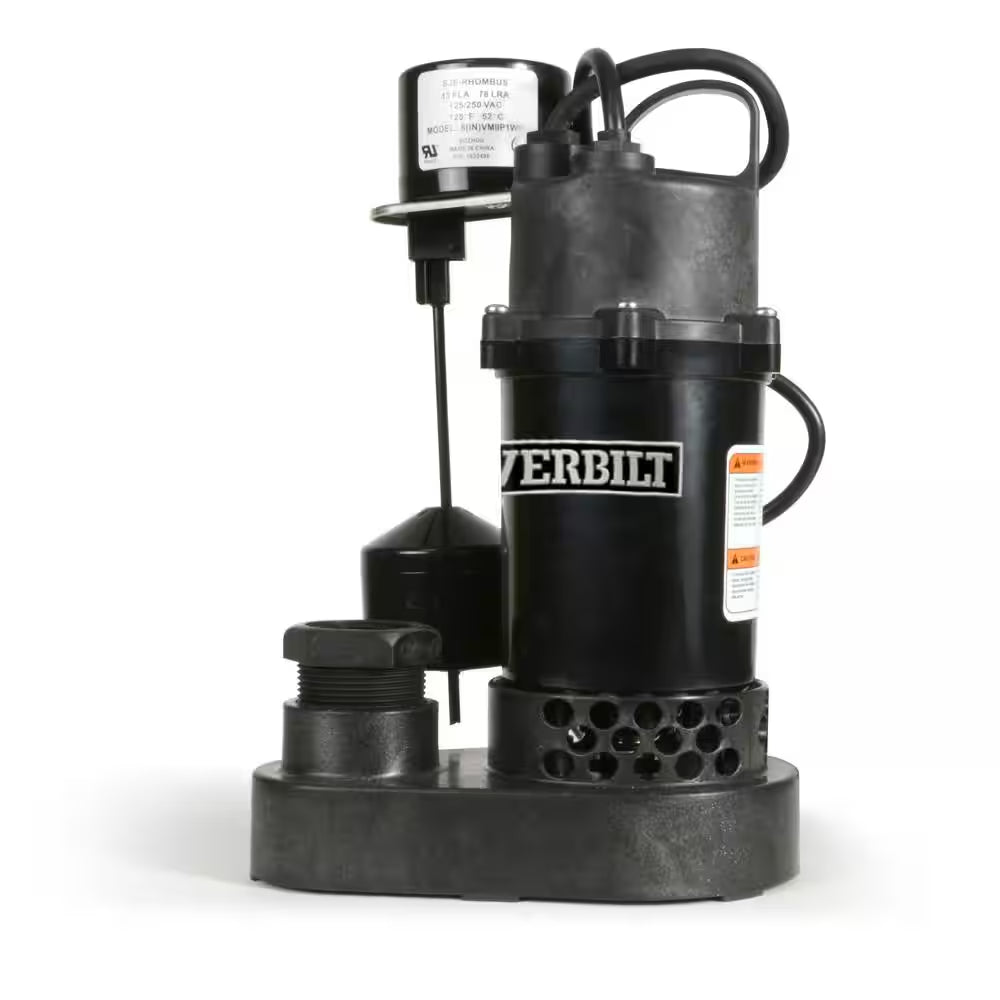1/2 HP Aluminum Submersible Sump Pump Vertical Switch