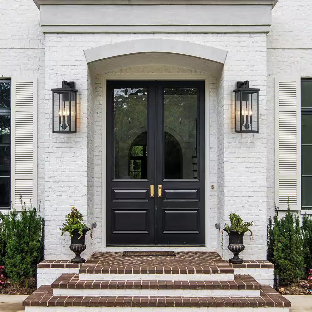 Trevot 3-Light 22.5 In. Large Black Outdoor Wall Lantern Sconce
