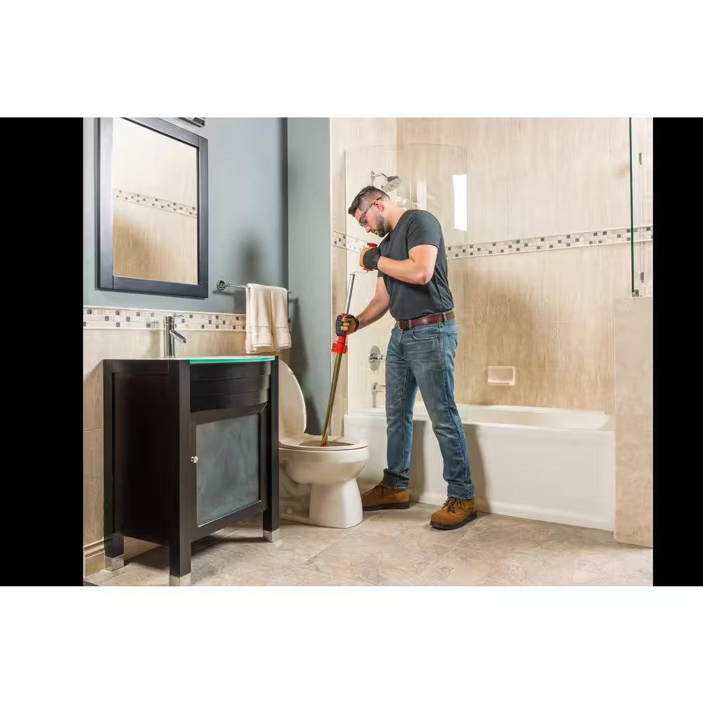 K-6P Hybrid Toilet Snake Auger, Cable Extends to 6 Ft. with Integrated Bulb Head (Manual or Cordless Drill Operated)