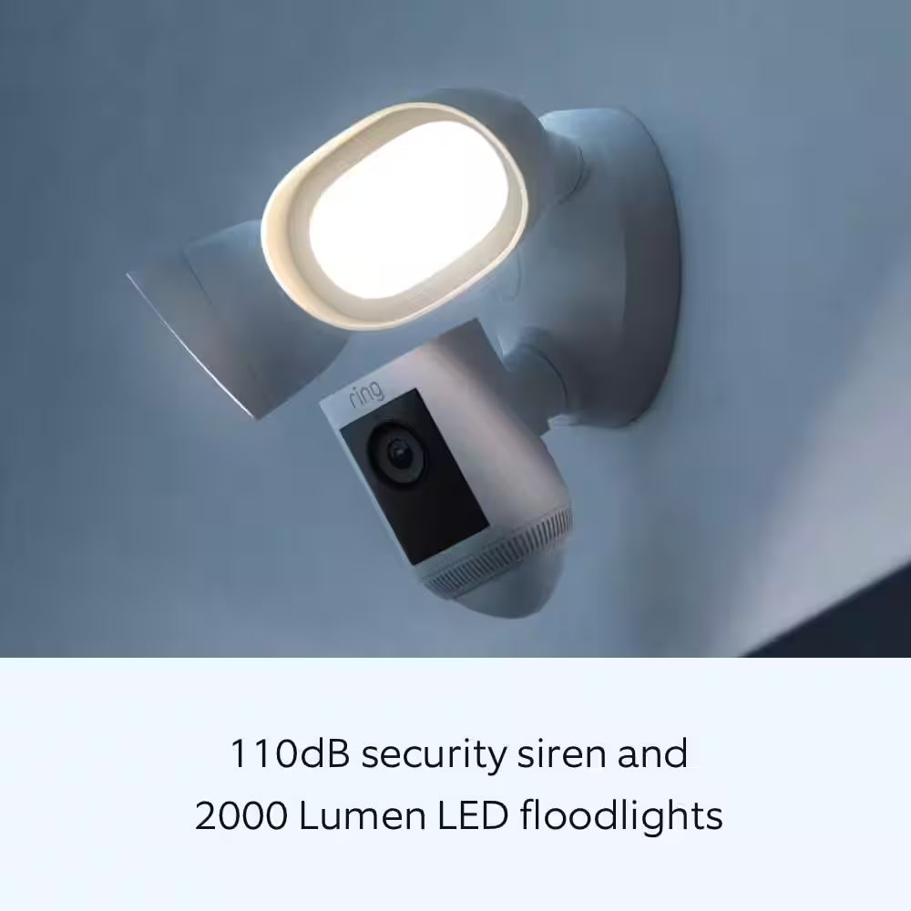 Floodlight Cam Pro Wired Security Camera with 2K Video,  Vision, 2 LED Lights, and 3D Motion Detection - Black