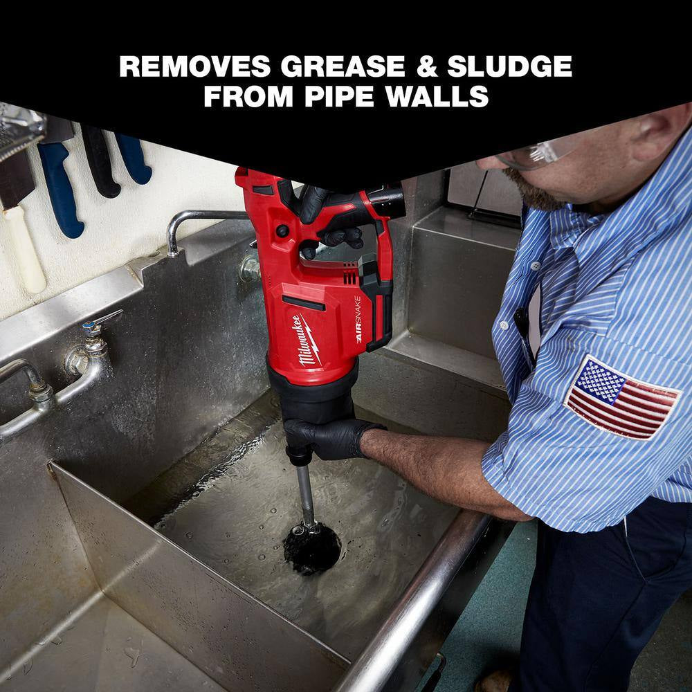 M12 12V Lithium-Ion Cordless Drain Cleaning Airsnake Air Gun Kit with M12 HACKZALL Reciprocating Saw