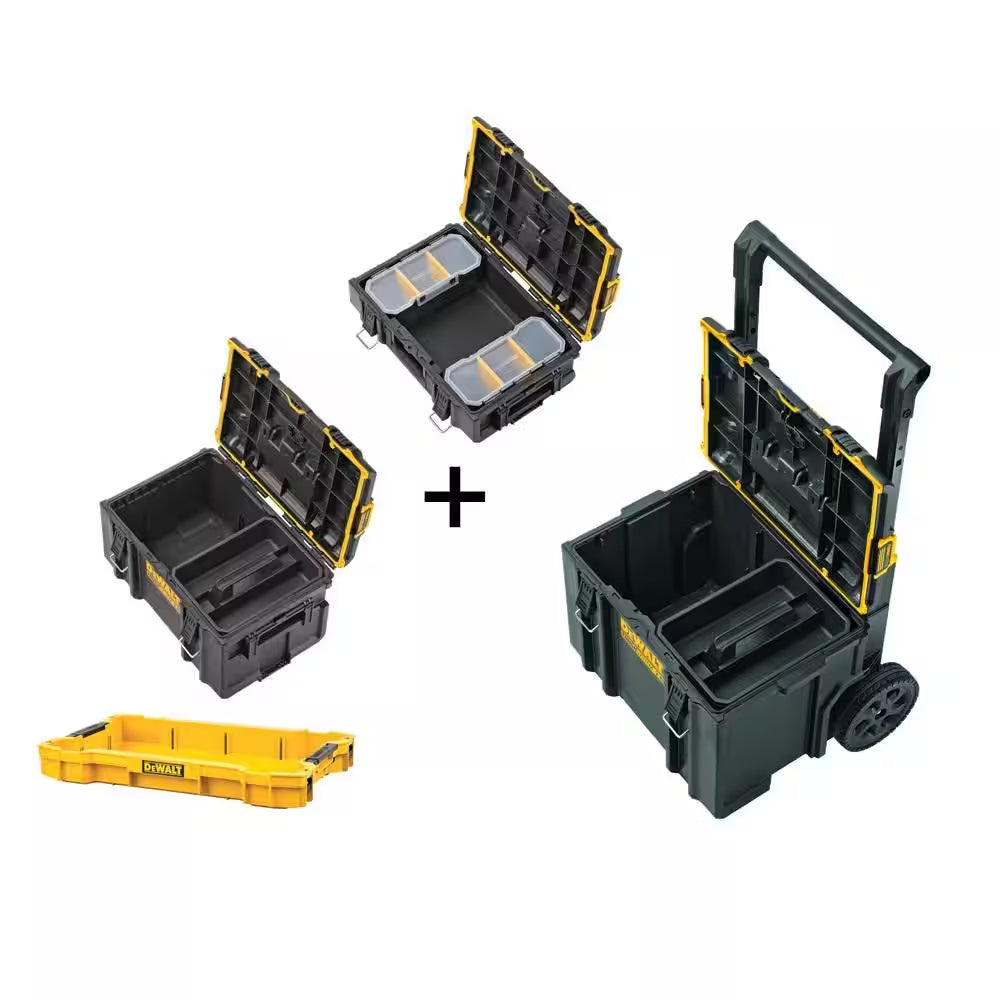 TOUGHSYSTEM 2.0 22 In. Small Tool Box, 22 In. Large Tool Box, 24 In. Mobile Tool Box, and Shallow Tool Tray